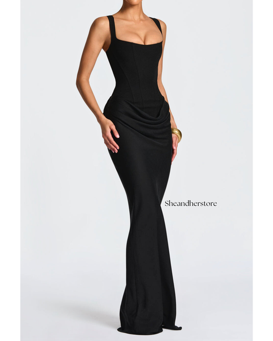 MIDNIGHT SIREN Draped Maxi Dress