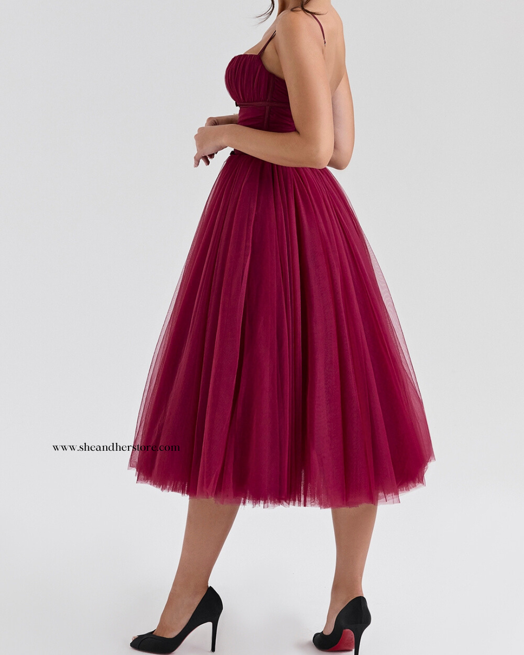 HAZEL Puff Midi Dress