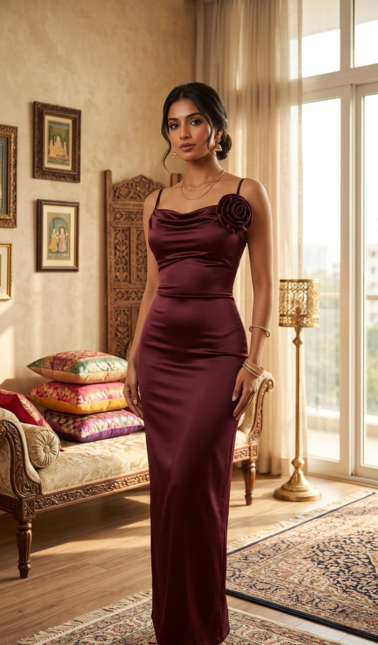 ELLIE Wine backless Bodycon Dress