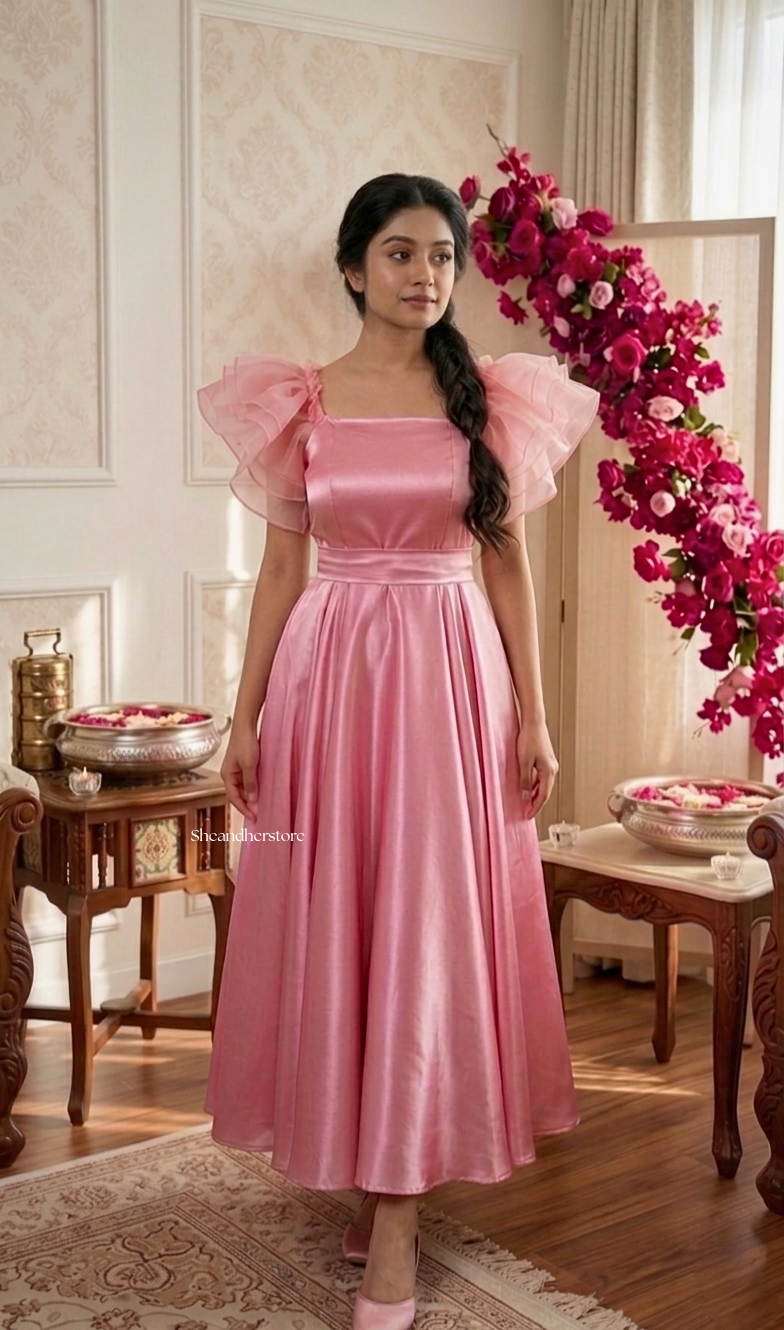 Daisy Pink Satin Maxi Dress