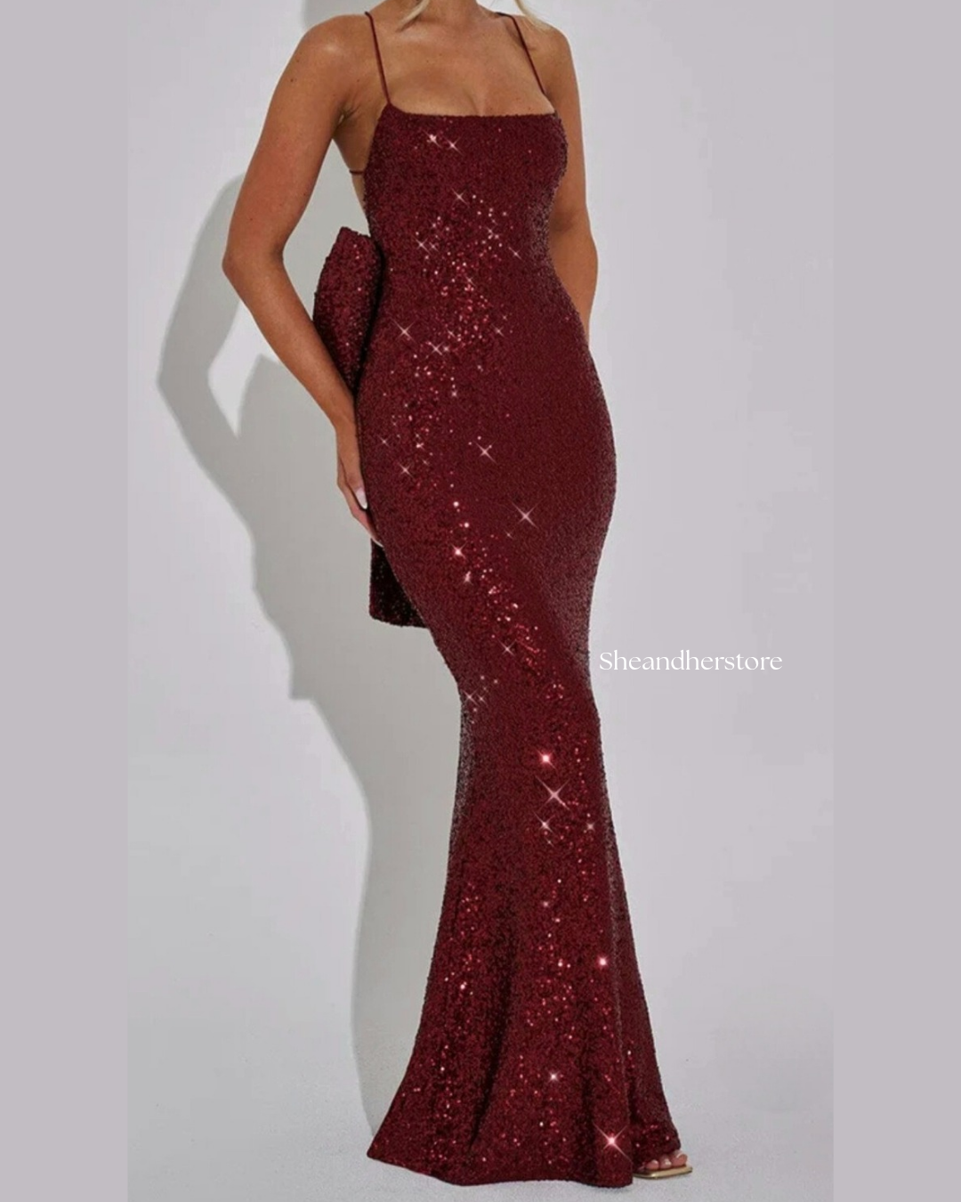 TIFFANY Sequin Backless Dress with Bow