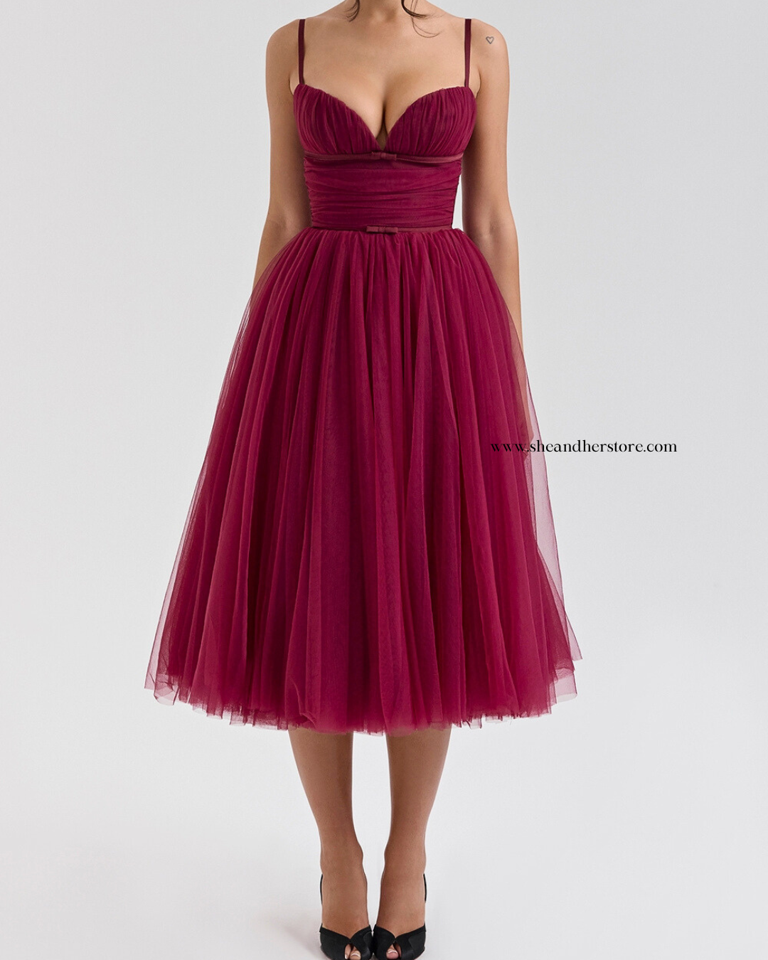 HAZEL Puff Midi Dress