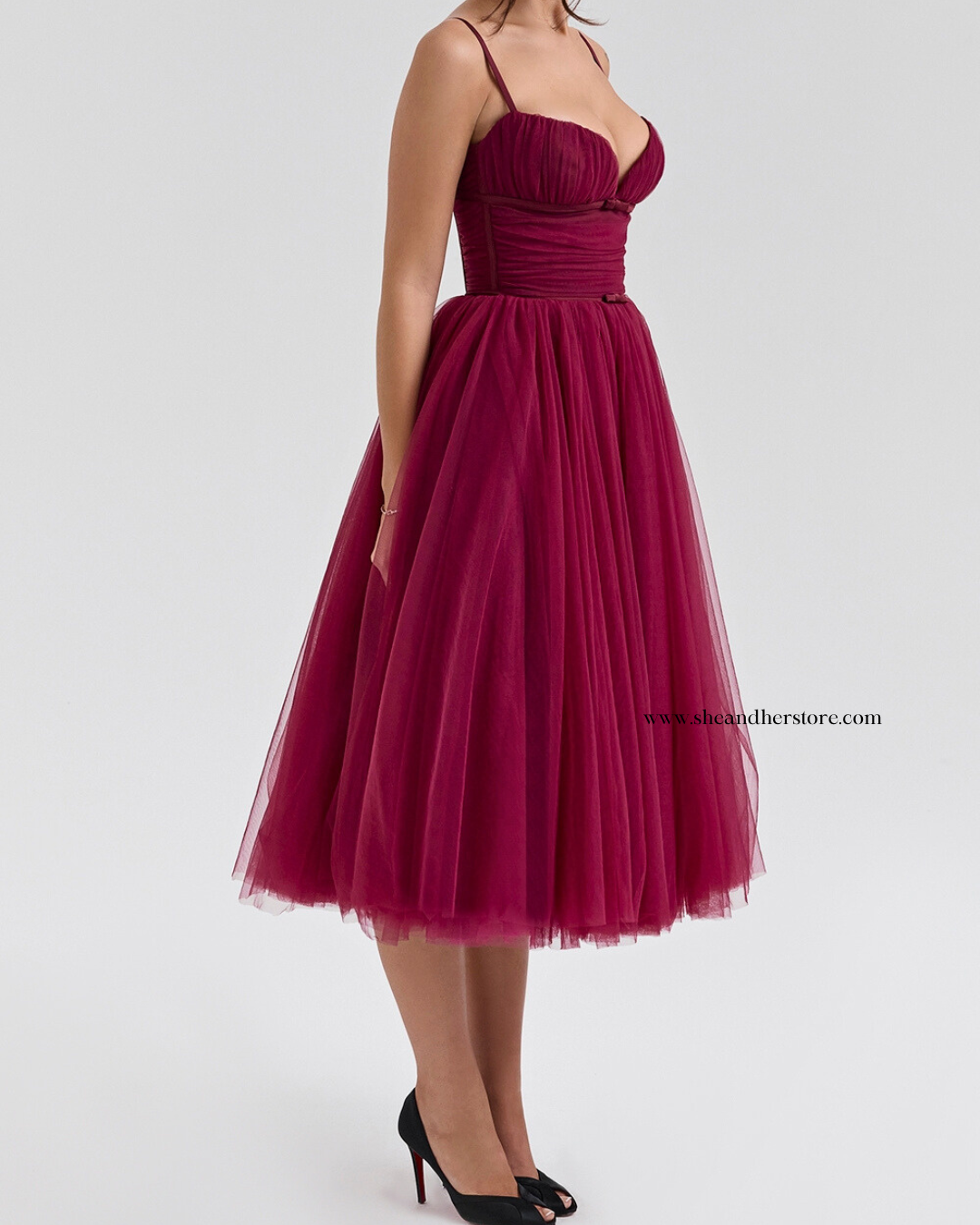 HAZEL Puff Midi Dress